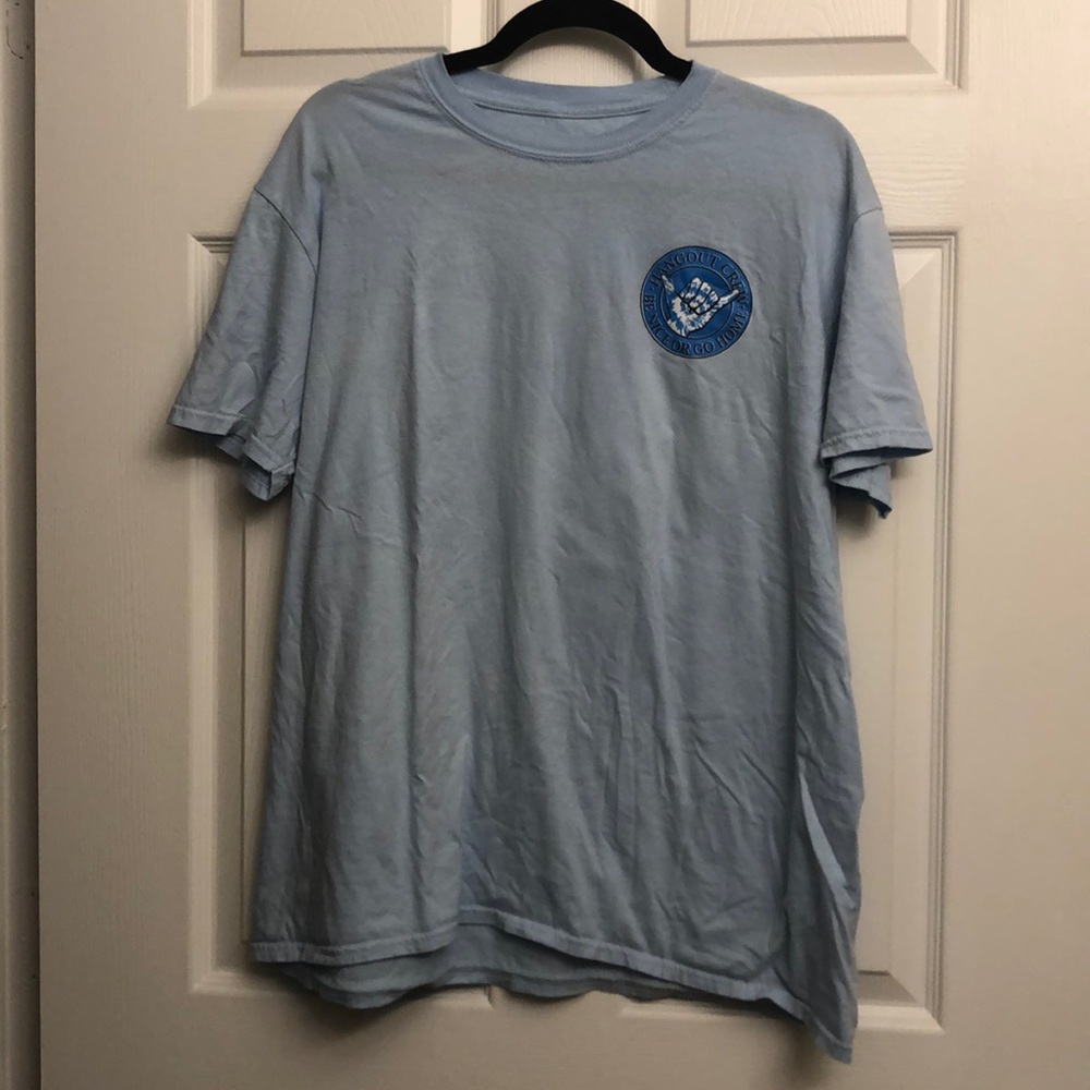 Baby blue unisex XL Hangout Gulf Shores T shirt with tie dye back